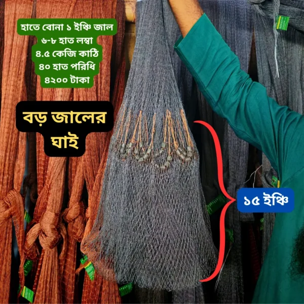হাতে বোনা ১ ইঞ্চি ছিদ্রের জাল৩ ২টি মাছ ধরার জাল কম্বো অফার – মাত্র ৳৬,৬০০